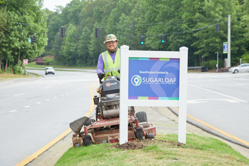 Landscaping Crew in Median