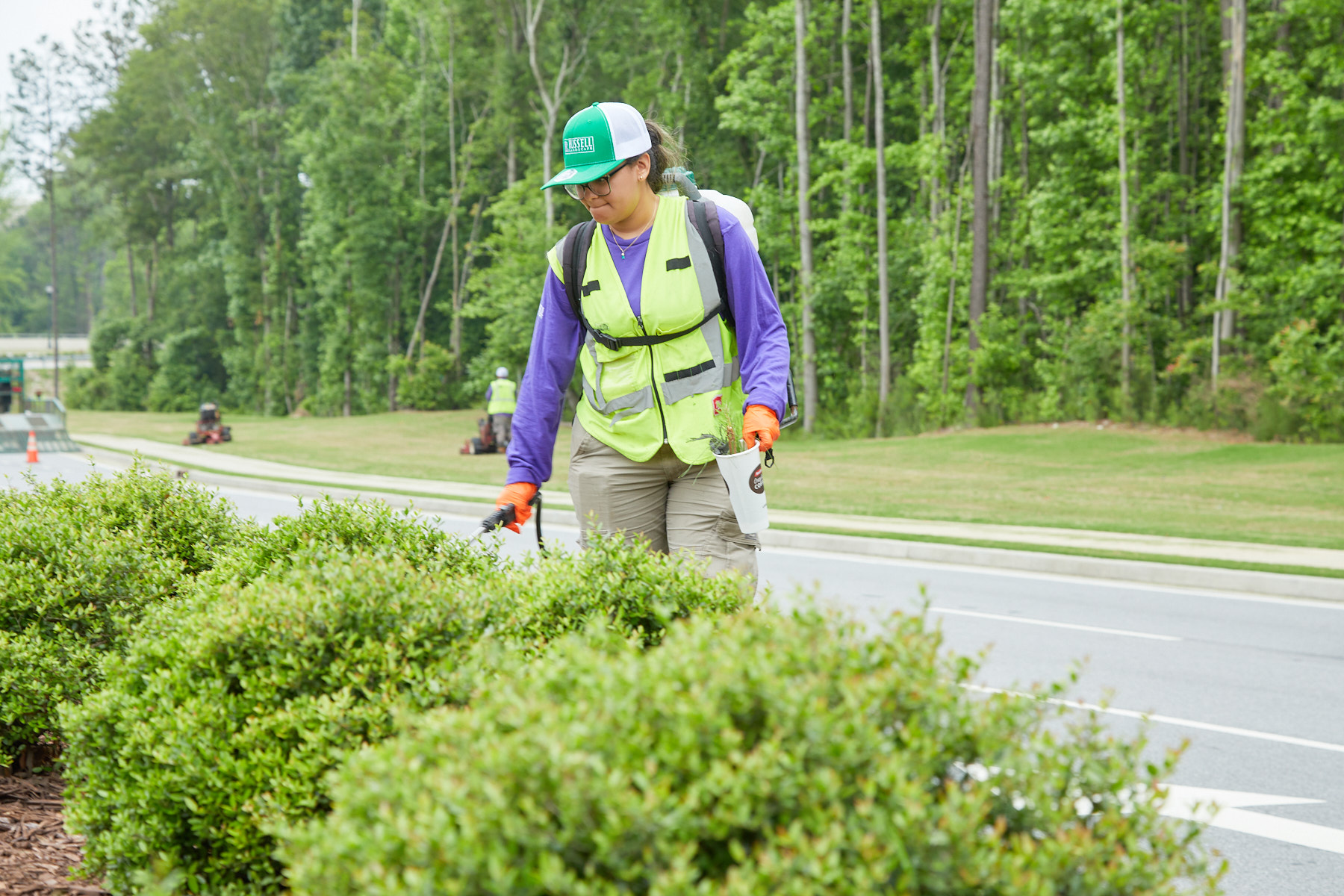 Landscaper Working in median